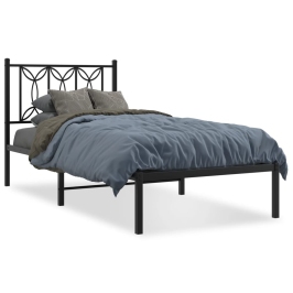 Estructura cama sin colchón con cabecero metal negro 80x200 cm