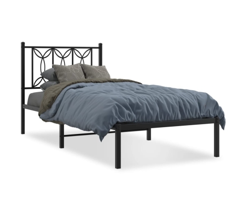 vidaXL Estructura de cama con cabecero metal negro 80x200 cm