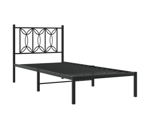 Estructura cama sin colchón con cabecero metal negro 90x190 cm