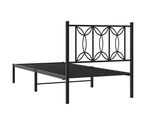 Estructura cama sin colchón con cabecero metal negro 90x190 cm