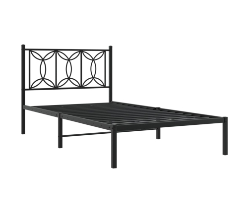 Estructura cama sin colchón con cabecero metal negro 107x203 cm