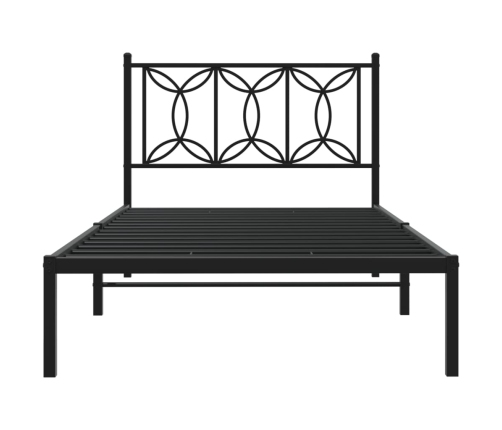 Estructura cama sin colchón con cabecero metal negro 107x203 cm