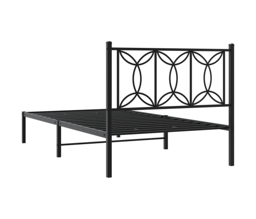 Estructura cama sin colchón con cabecero metal negro 107x203 cm