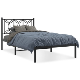 Estructura cama sin colchón con cabecero metal negro 107x203 cm