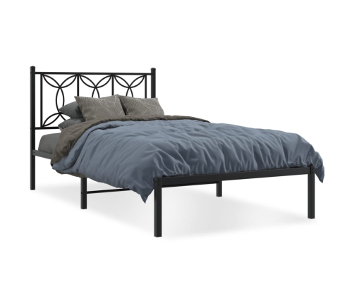 Estructura cama sin colchón con cabecero metal negro 107x203 cm