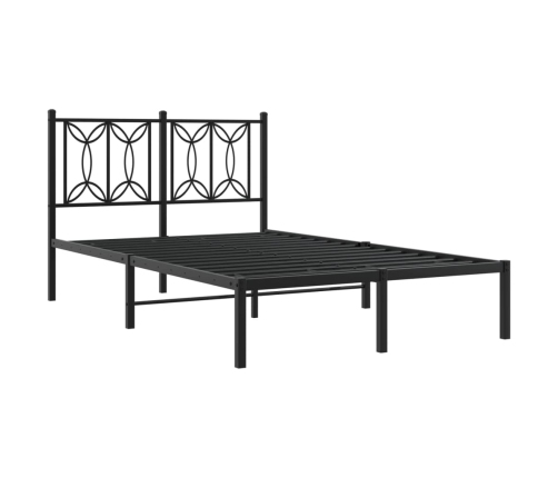 Estructura cama sin colchón con cabecero metal negro 120x190 cm