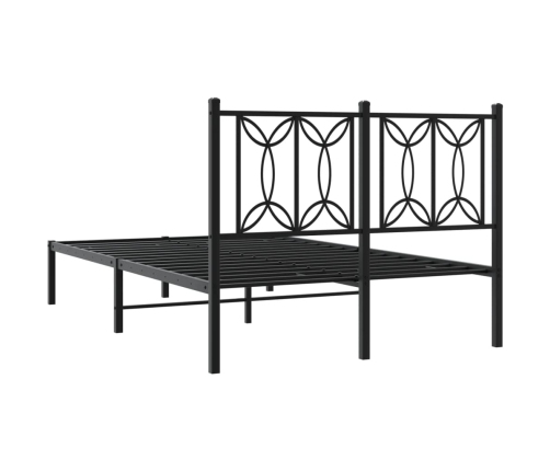 Estructura cama sin colchón con cabecero metal negro 120x190 cm