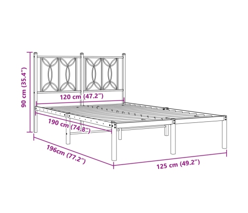 Estructura cama sin colchón con cabecero metal negro 120x190 cm