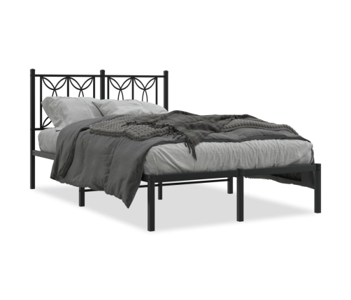 Estructura cama sin colchón con cabecero metal negro 120x190 cm