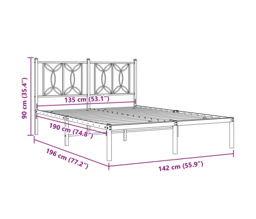 Estructura cama sin colchón con cabecero metal negro 135x190 cm