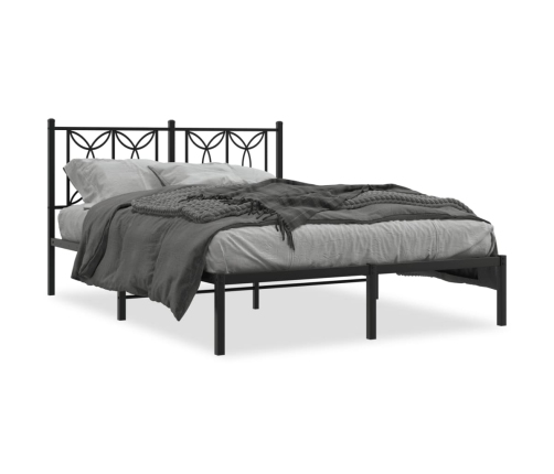 Estructura cama sin colchón con cabecero metal negro 135x190 cm