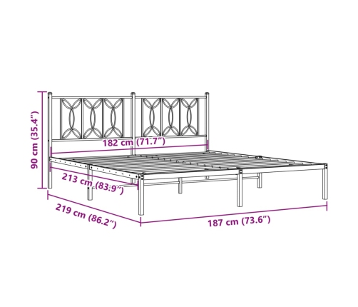 Estructura cama sin colchón con cabecero metal negro 183x213 cm