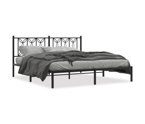 Estructura cama sin colchón con cabecero metal negro 183x213 cm