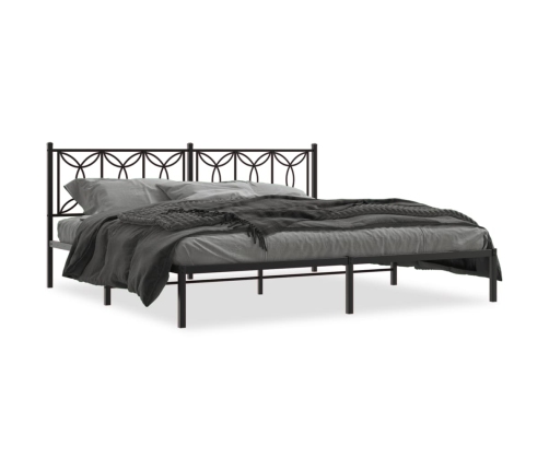 Estructura cama sin colchón con cabecero metal negro 193x203 cm