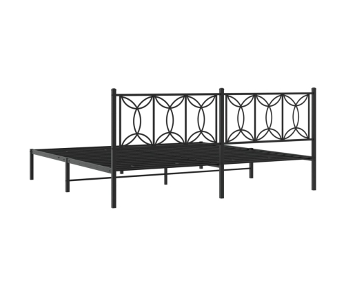 Estructura cama sin colchón con cabecero metal negro 200x200 cm