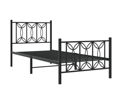 Estructura cama sin colchón con estribo metal negro 75x190 cm