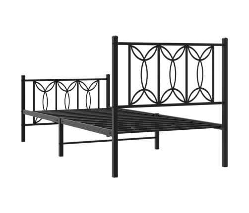 Estructura cama sin colchón con estribo metal negro 75x190 cm