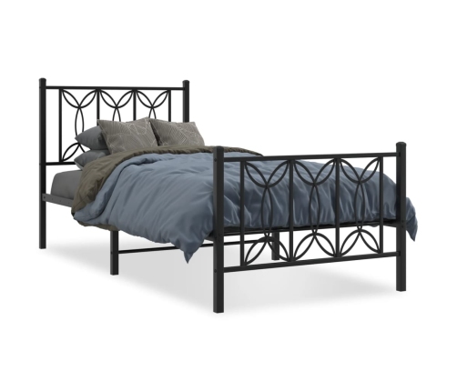 Estructura cama sin colchón con estribo metal negro 75x190 cm