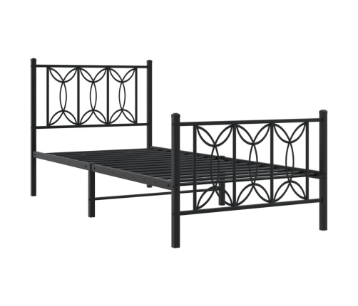 Estructura cama sin colchón con estribo metal negro 80x200 cm