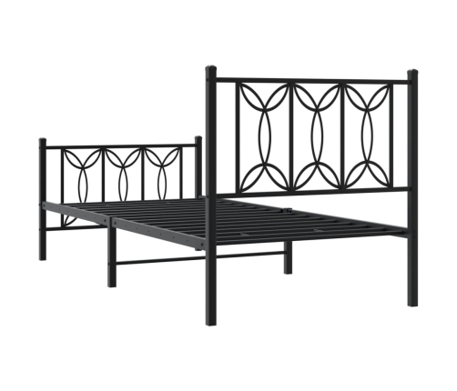 Estructura cama sin colchón con estribo metal negro 80x200 cm