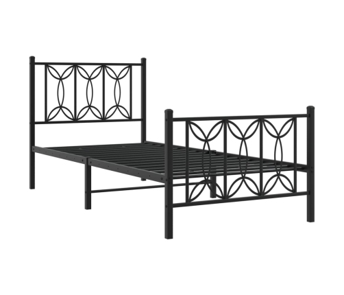 Estructura cama sin colchón con estribo metal negro 90x200 cm