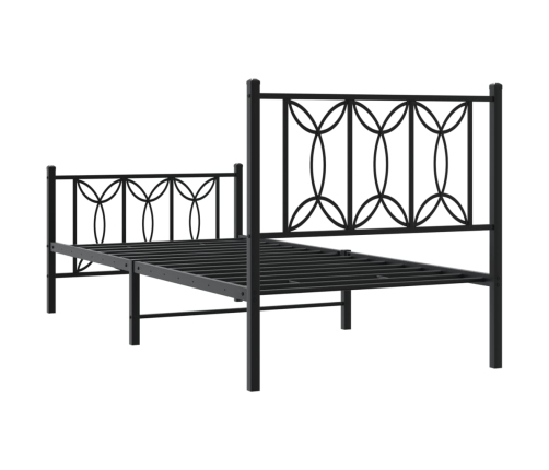 Estructura cama sin colchón con estribo metal negro 90x200 cm