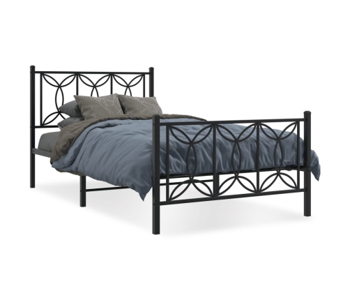 Estructura cama sin colchón con estribo metal negro 100x200 cm