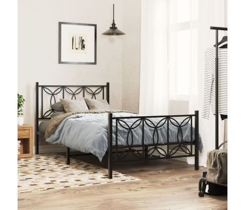 Estructura cama sin colchón con estribo metal negro 107x203 cm