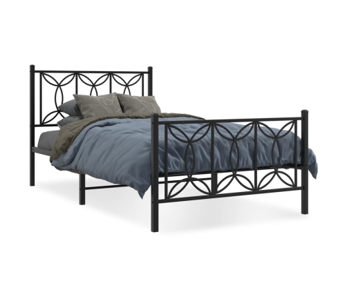 Estructura cama sin colchón con estribo metal negro 107x203 cm