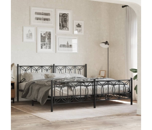 Estructura cama sin colchón con estribo metal negro 193x203 cm