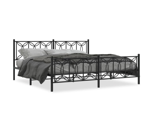 vidaXL Estructura de cama cabecero y estribo metal negro 193x203 cm