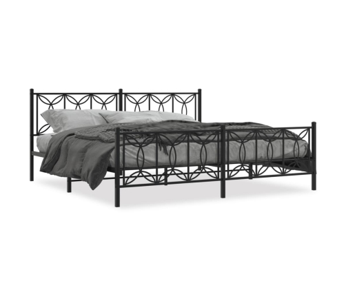 Estructura cama sin colchón con estribo metal negro 200x200 cm