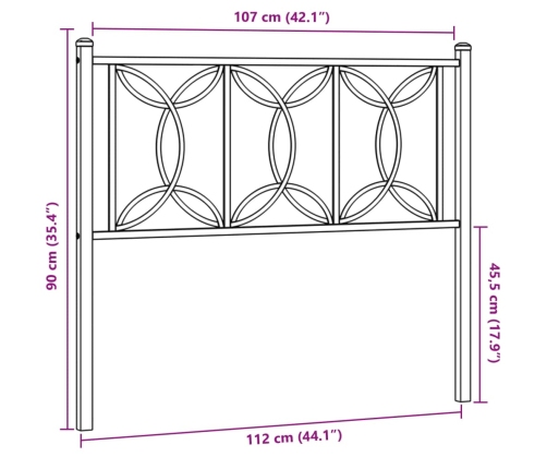 Cabecero de metal negro 107 cm