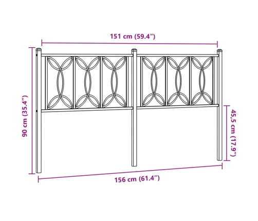 Cabecero de metal negro 150 cm