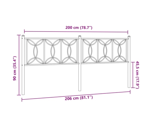 Cabecero de metal negro 200 cm