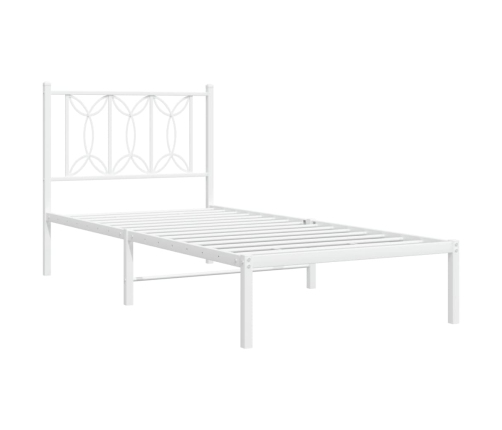 vidaXL Estructura de cama de metal con cabecero blanco 75x190 cm