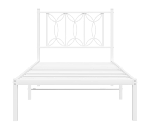 vidaXL Estructura de cama de metal con cabecero blanco 75x190 cm