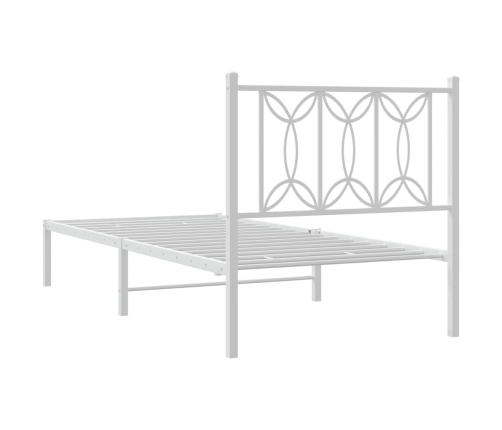 vidaXL Estructura de cama de metal con cabecero blanco 75x190 cm