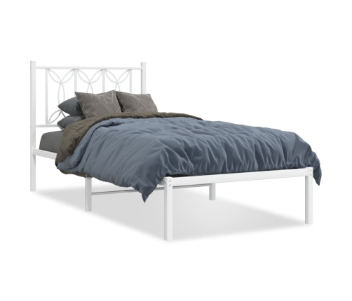 vidaXL Estructura de cama de metal con cabecero blanco 75x190 cm