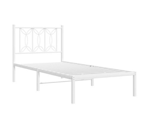 Estructura cama sin colchón con cabecero metal blanco 80x200 cm