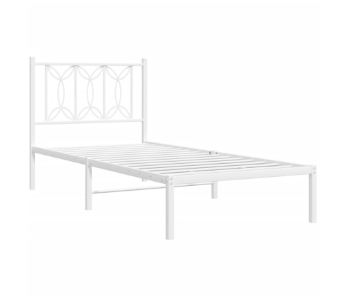 Estructura cama sin colchón con cabecero metal blanco 90x200 cm