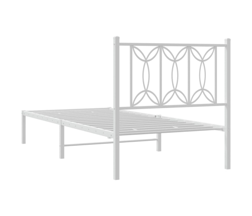 Estructura cama sin colchón con cabecero metal blanco 90x200 cm