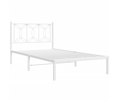 vidaXL Estructura de cama de metal con cabecero blanco 100x190 cm