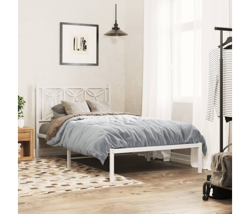 vidaXL Estructura de cama de metal con cabecero blanco 100x190 cm