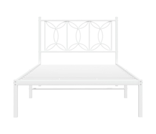 Estructura cama sin colchón con cabecero metal blanco 100x190cm