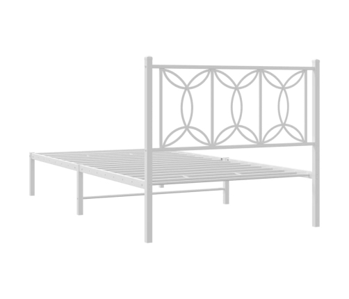 vidaXL Estructura de cama de metal con cabecero blanco 100x190 cm