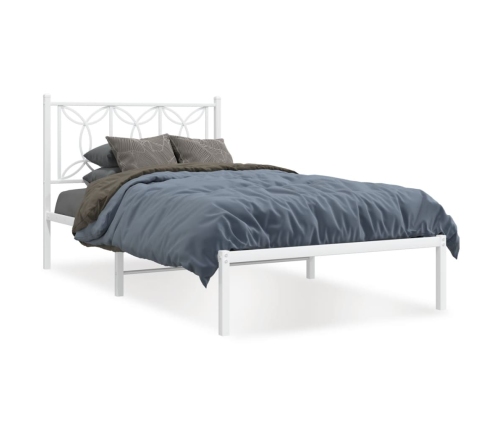 Estructura cama sin colchón con cabecero metal blanco 100x190cm