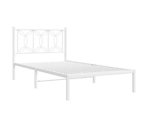 Estructura cama sin colchón con cabecero metal blanco 100x200cm