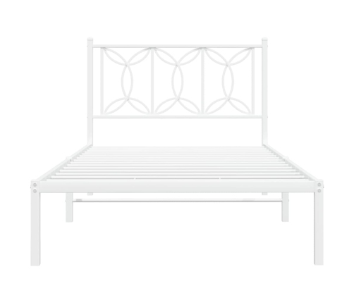 Estructura cama sin colchón con cabecero metal blanco 100x200cm