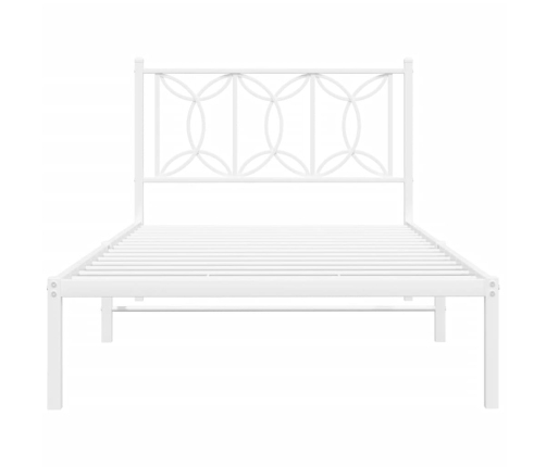 vidaXL Estructura de cama de metal con cabecero blanco 107x203 cm